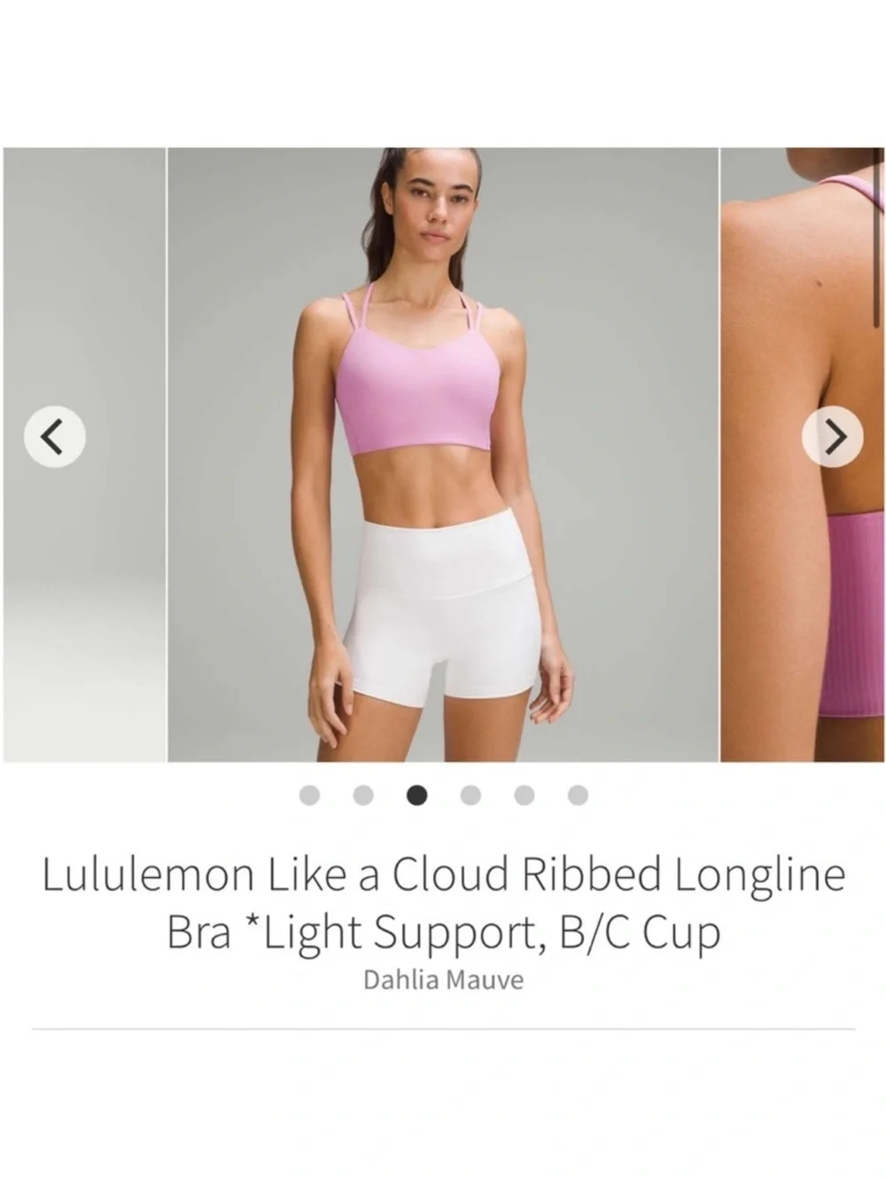 Lululemon Like A Cloud Ribbed Longline Bra Dahlia Mauve Sz 4 B/ C